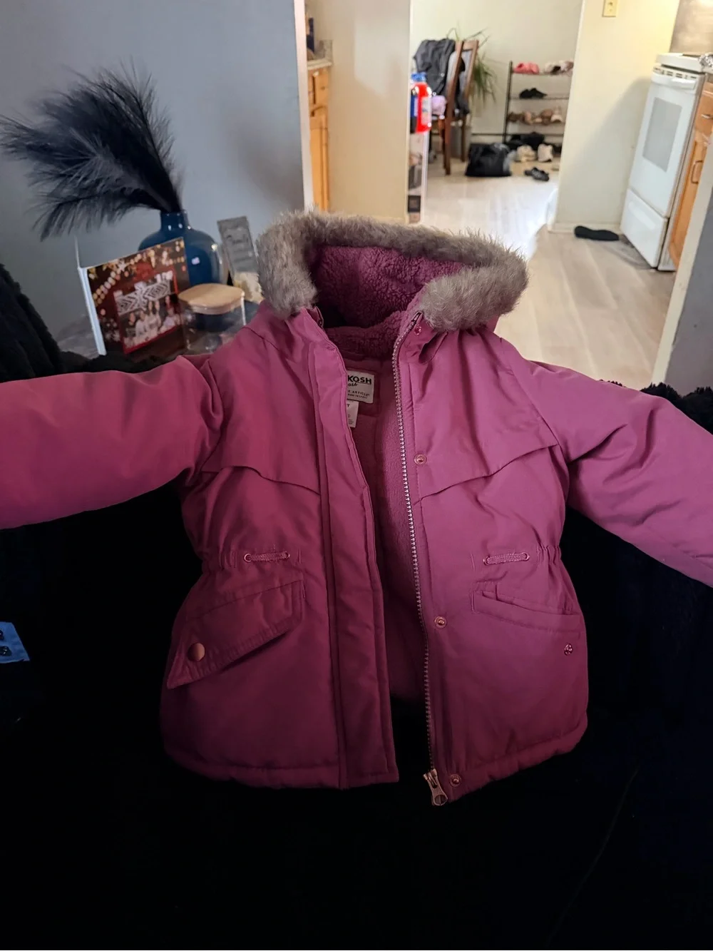 OshKosh B'gosh Soft Pink Sherpa-Lined Puffer Jacket